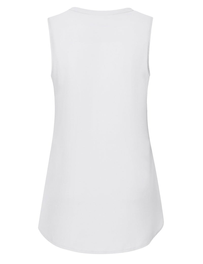 Timeson Blouses for Women Business Casual,Women's Sleeveless Chiffon Blouse Summer Tanks Tops White Dress Flowy Shirts Juniors Fashion V Neck Interview Office Cami Formal Work for Leggings Ladies Long - Image 3